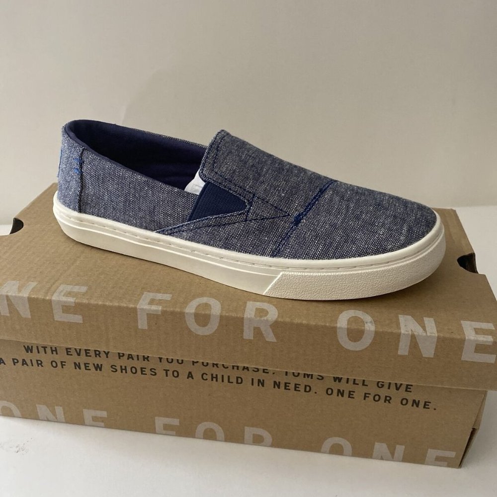 TOMS Kids Luca Chambray Slip On Sneaker Shoes